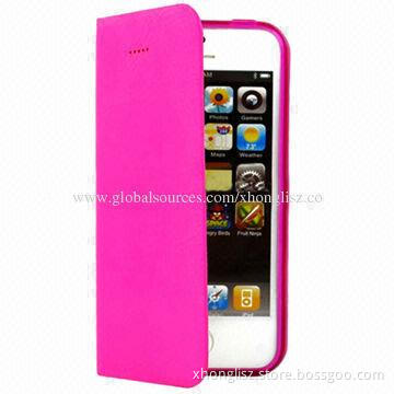 Hot-selling Convenient Stand PU Case for iPhone 5, Durable, Lightweight, Beautiful Design